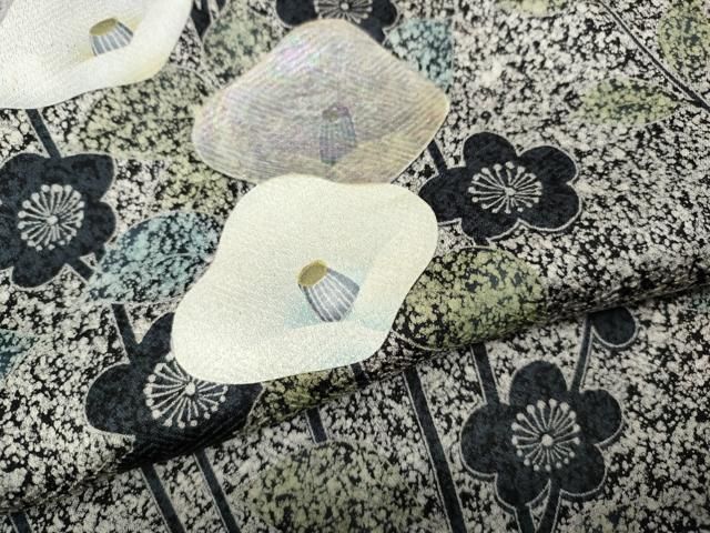 平和屋着物●訪問着 枝花文 たたき染め 正絹 逸品 CABN5071ut
