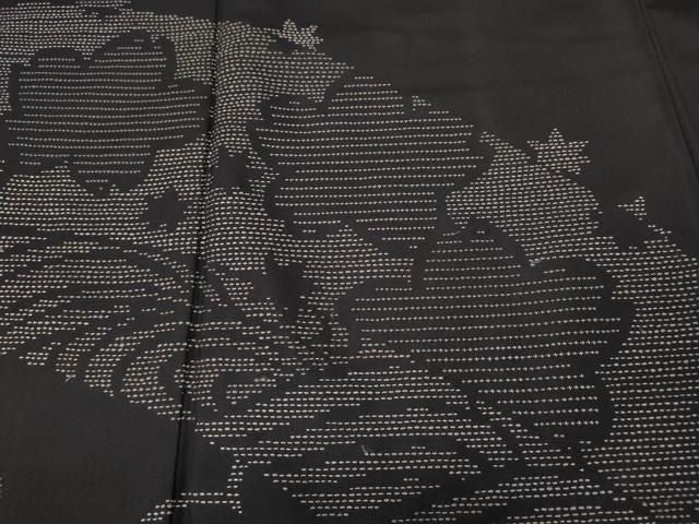 平和屋着物●本場縞大島紬 訪問着 総刺繍 刺し子 立波舞花文 東武百貨店扱い 正絹 逸品 CABN5075ut
