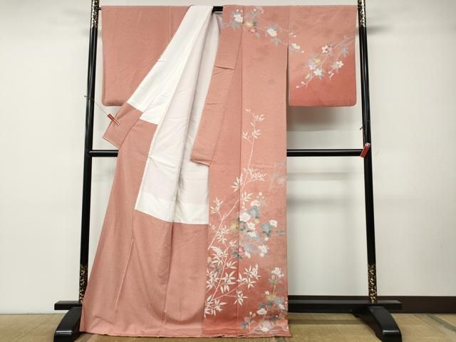 平和屋着物●訪問着 友禅 枝花文 暈し染め ロング丈 正絹 逸品 CABN5086ut