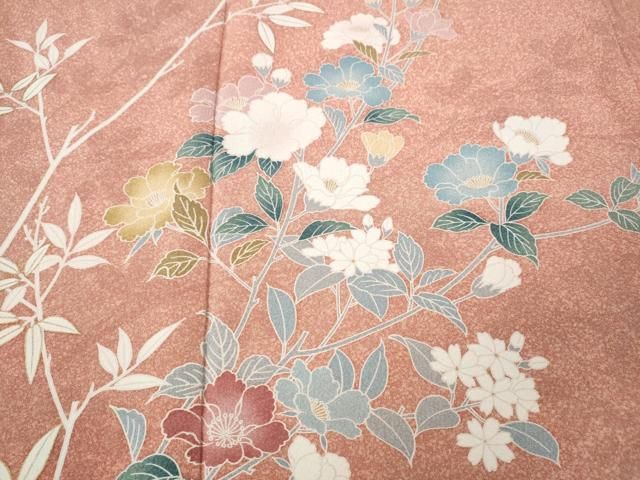 平和屋着物●訪問着 友禅 枝花文 暈し染め ロング丈 正絹 逸品 CABN5086ut
