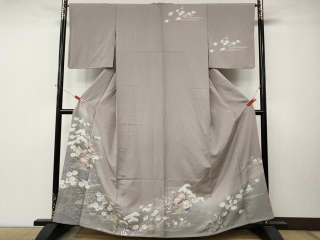 平和屋着物●訪問着 駒刺繍 風景草花文 暈し染め 金銀彩 正絹 逸品 CABN5088ut