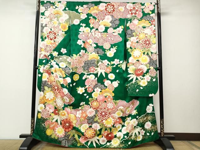 平和屋着物●豪華振袖 松竹梅 金彩 正絹 逸品 CABN5097ut