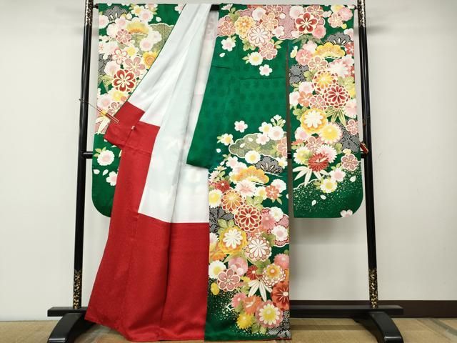 平和屋着物●豪華振袖 松竹梅 金彩 正絹 逸品 CABN5097ut