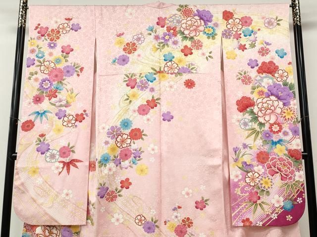 平和屋着物●豪華振袖 刺繍 鞠花文 暈し染め 金彩 正絹 逸品 CABN5098ut