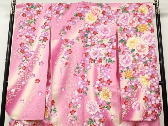 平和屋着物●豪華振袖 駒刺繍 舞花文 暈し染め 銀通し地 正絹 逸品 CABN5103ut