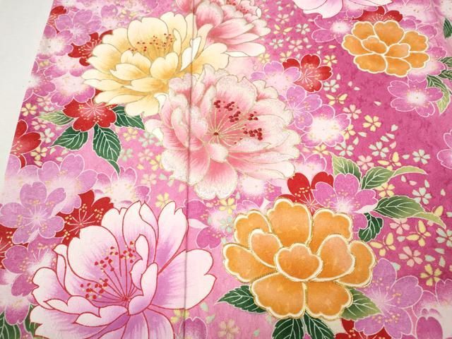 平和屋着物●豪華振袖 駒刺繍 舞花文 暈し染め 銀通し地 正絹 逸品 CABN5103ut