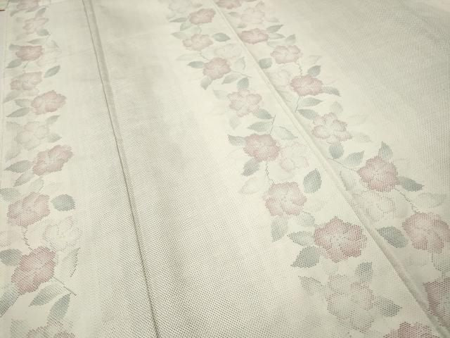 平和屋着物●本場大島紬 白大島 9マルキ 草花間道 正絹 逸品 CABN5106ut