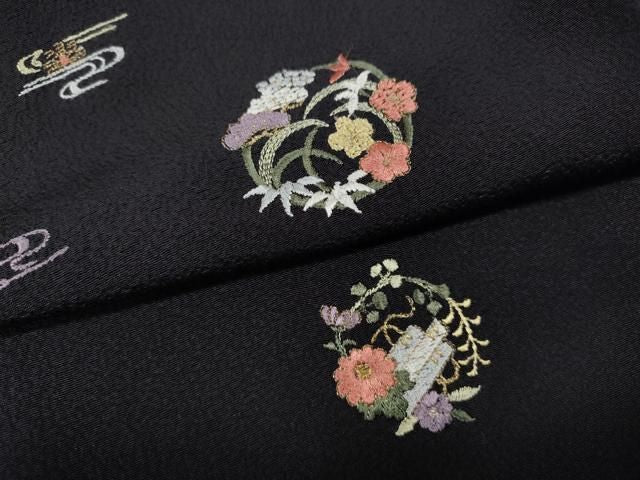 平和屋着物●訪問着 総刺繍 扇面草花文 金糸 正絹 逸品 未使用 CABN5108ut