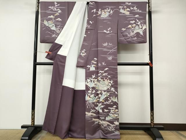 平和屋着物●訪問着 立波風景花文 正絹 逸品 CABN5118ut