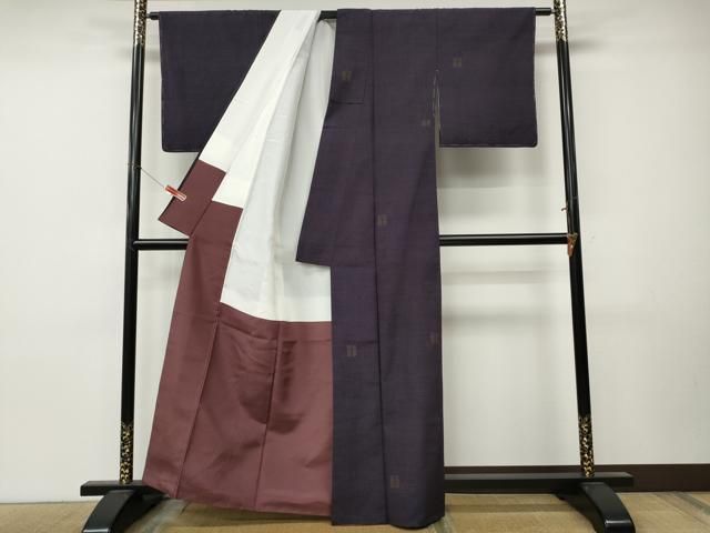 平和屋着物●結城紬 80亀甲 短冊文 飛び亀甲柄 正絹 逸品 CABN5119ut
