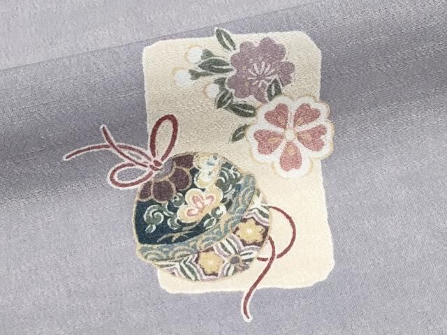 平和屋着物*夏物 小紋 紗 色紙鈴花文 洗える着物 CABN5841tx