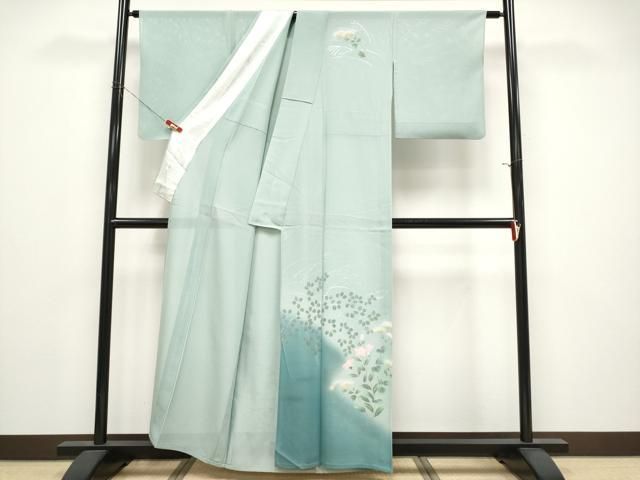 平和屋着物*夏物 訪問着 絽 手描き 草花文 暈し染め 金銀彩 正絹 逸品 CABN5847tx