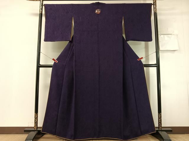 平和屋着物●上質な色無地 ペイズリー花地紋 濃鼠色 やまと誂製 正絹 逸品 CABN6006vp