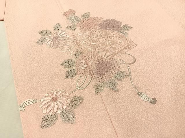 平和屋着物●訪問着 中国三大刺繍 スワトウ相良刺繍 総刺繍 扇面花文 正絹 逸品 未使用 CABN6007vp