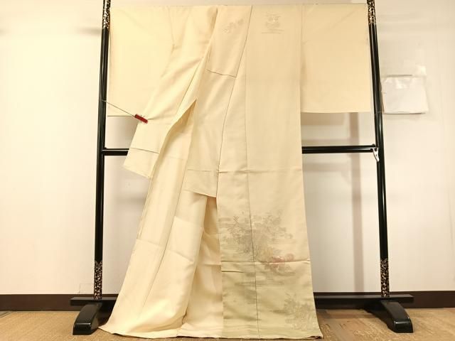 平和屋着物●中国三大刺繍 相良刺繍 天山汕頭刺繍 総刺繍 訪問着 紬地 風景花文 仮絵羽 正絹 逸品 未使用 CABN6010vp