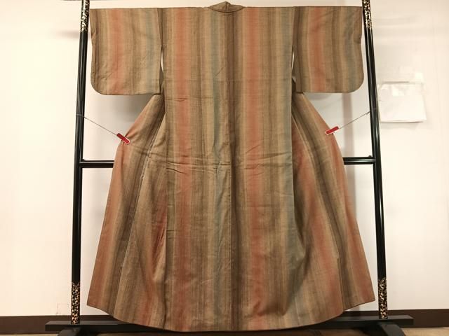平和屋着物●上質な紬 縞 正絹 逸品 CABN6014vp
