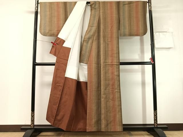 平和屋着物●上質な紬 縞 正絹 逸品 CABN6014vp