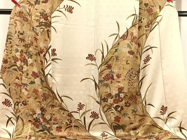 平和屋着物●訪問着 駒刺繍 草花文 金彩 ロング丈 正絹 逸品 CABN6023vp