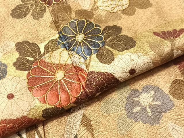 平和屋着物●訪問着 駒刺繍 草花文 金彩 ロング丈 正絹 逸品 CABN6023vp