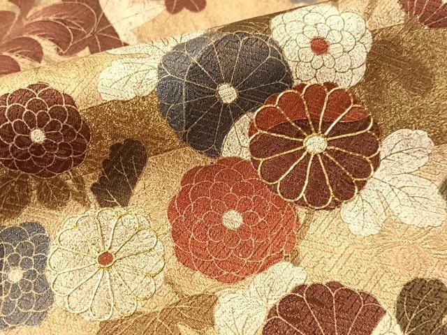 平和屋着物●訪問着 駒刺繍 草花文 金彩 ロング丈 正絹 逸品 CABN6023vp