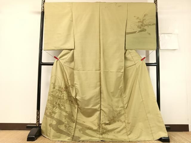 平和屋着物●中国三大刺繍 相良刺繍 天山汕頭刺繍 総刺繍 訪問着 紬地 流水花文 仮絵羽 正絹 逸品 未使用 CABN6024vp