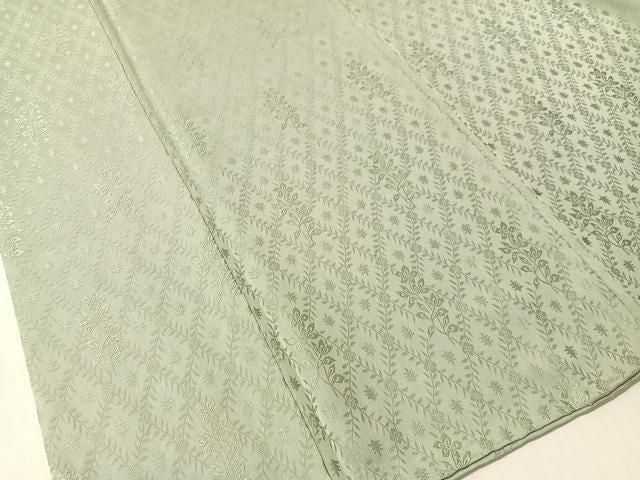 平和屋着物●上質な色無地 草花地紋 千草鼠色 さが美扱い 正絹 逸品 CABN6030vp