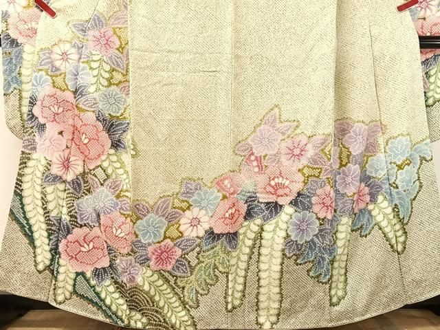 平和屋着物●豪華振袖 総絞り 藤花文 正絹 逸品 CABN6032vp
