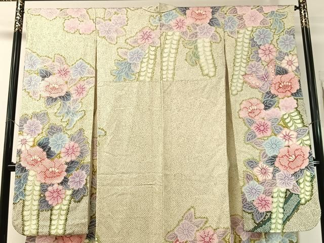 平和屋着物●豪華振袖 総絞り 藤花文 正絹 逸品 CABN6032vp