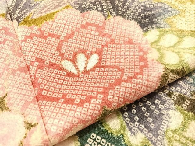 平和屋着物●豪華振袖 総絞り 藤花文 正絹 逸品 CABN6032vp