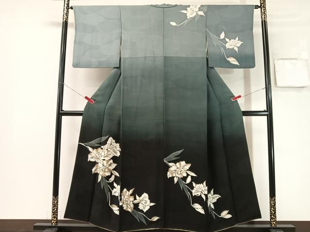 平和屋着物●訪問着 草花文 暈し染め 正絹 逸品 CABN6037vp