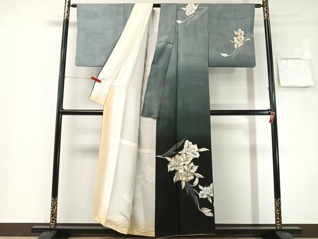 平和屋着物●訪問着 草花文 暈し染め 正絹 逸品 CABN6037vp