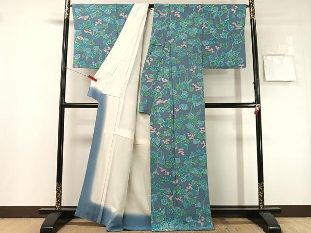 平和屋着物●上質な小紋 ろうけつ染め 草花文 鬼しぼ縮緬 正絹 逸品 CABN6046vp