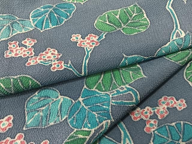平和屋着物●上質な小紋 ろうけつ染め 草花文 鬼しぼ縮緬 正絹 逸品 CABN6046vp