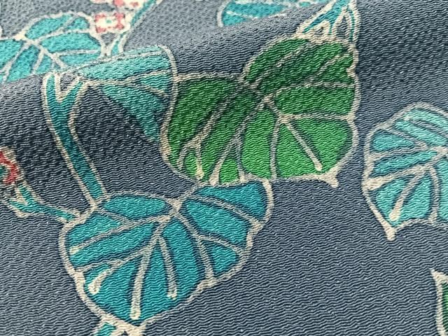 平和屋着物●上質な小紋 ろうけつ染め 草花文 鬼しぼ縮緬 正絹 逸品 CABN6046vp