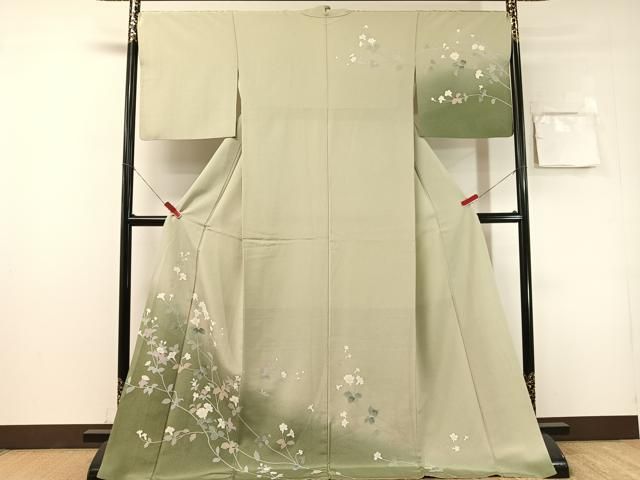 平和屋着物●訪問着 友禅 作家物 枝花文 暈し染め 三越扱い ロング丈 正絹 逸品 CABN6049vp