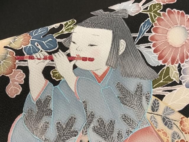 平和屋着物●豪華黒留袖 友禅 童子遊び 正絹 逸品 CABN6063vp