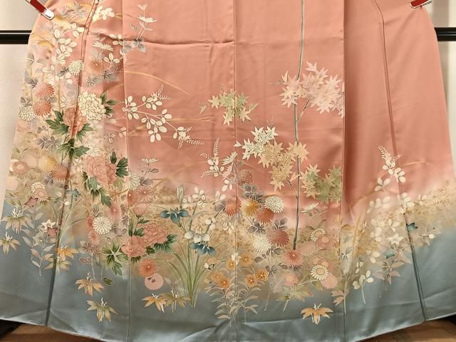 平和屋着物●訪問着 駒刺繍 草花文 暈し染め 金彩 正絹 逸品 CABN6073vp