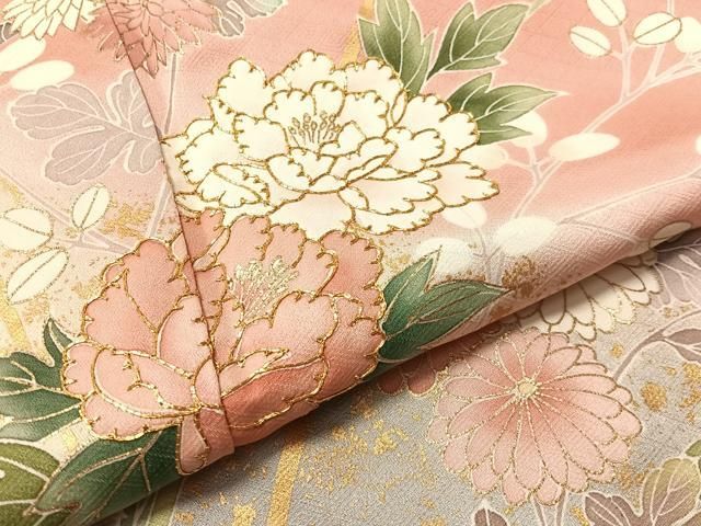 平和屋着物●訪問着 駒刺繍 草花文 暈し染め 金彩 正絹 逸品 CABN6073vp