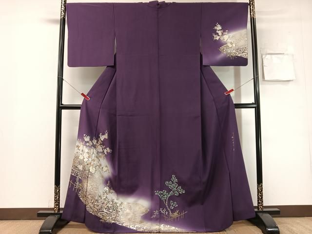 平和屋着物●史上初の女性友禅師 京都府伝統産業優秀技術者 京の名工 岡山武子 訪問着 流水枝花文 暈し染 金彩 さが美扱い 逸品 CABN6076vp
