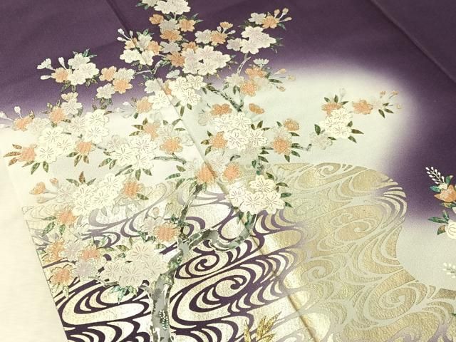 平和屋着物●史上初の女性友禅師 京都府伝統産業優秀技術者 京の名工 岡山武子 訪問着 流水枝花文 暈し染 金彩 さが美扱い 逸品 CABN6076vp