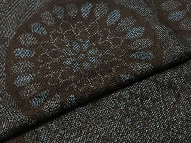 平和屋着物●アンティーク大島 本場大島紬 龍郷絣 菱花丸文 正絹 逸品 未使用 CABN6080vp