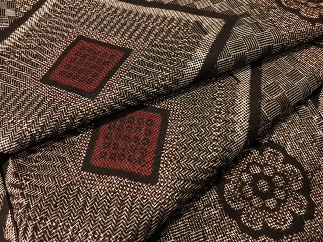 平和屋着物●本場大島紬 龍郷絣 菱花文 正絹 逸品 CABN6082vp