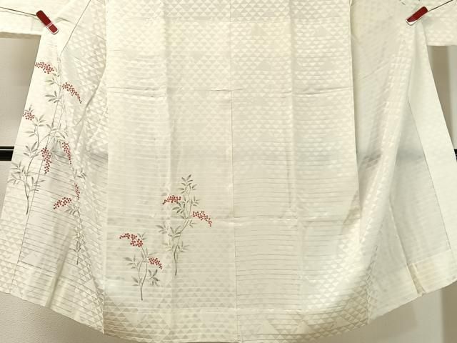平和屋着物●長襦袢 無双仕立て 手描き 南天文 正絹 逸品 CABN6101vp