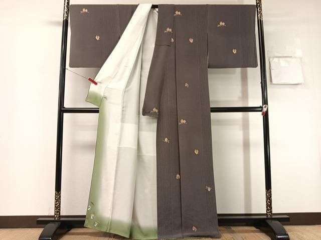 平和屋着物●上質な小紋 作家物 ふくろう 鬼しぼ縮緬 正絹 逸品 CABN6111vp