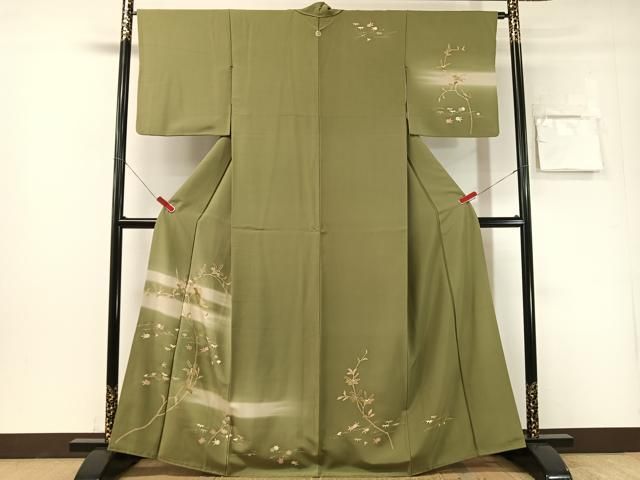 平和屋着物●訪問着 駒刺繍 霞桐花文 暈し染め 金彩 正絹 逸品 CABN6122vp