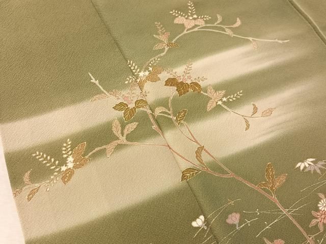 平和屋着物●訪問着 駒刺繍 霞桐花文 暈し染め 金彩 正絹 逸品 CABN6122vp