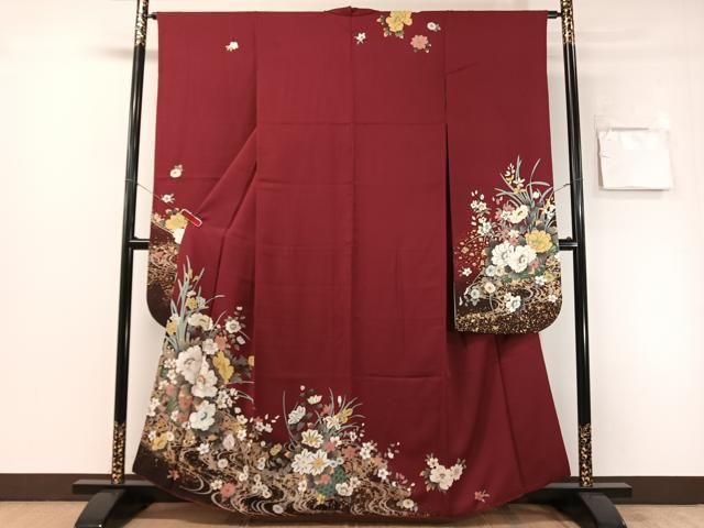 平和屋着物●豪華振袖 刺繍 流水花篭文 暈し染め 金彩 正絹 逸品 CABN6127vp