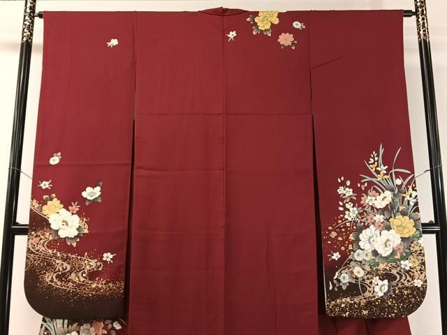 平和屋着物●豪華振袖 刺繍 流水花篭文 暈し染め 金彩 正絹 逸品 CABN6127vp