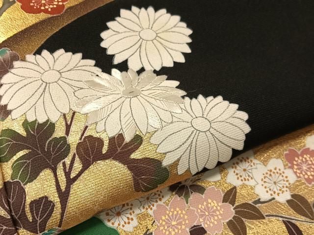 平和屋着物●豪華黒留袖 刺繍 地紙松竹梅 金彩 ますいわ屋扱い 正絹 逸品 未使用 CABN6129vp
