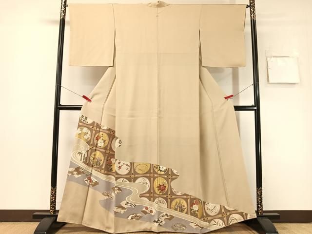 平和屋着物●豪華色留袖 駒刺繍 流水花丸天井文 金彩 正絹 逸品 CABN6137vp